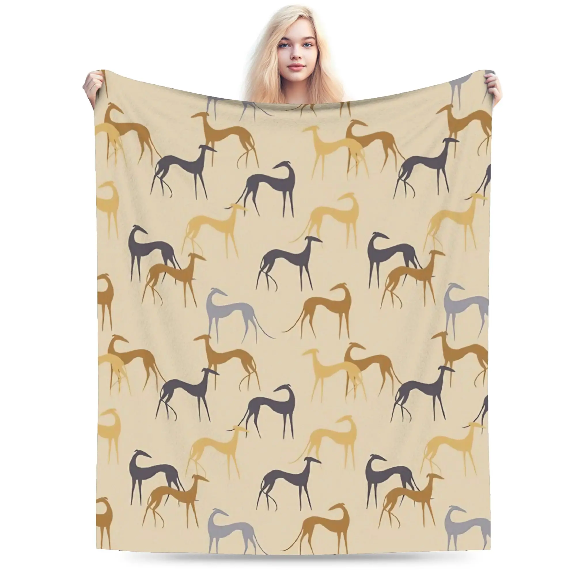 Whippet Greyhounds Pet  Blankets Fleece Greyhound Dog Soft Throw Blanket for Airplane Travel Bedspread