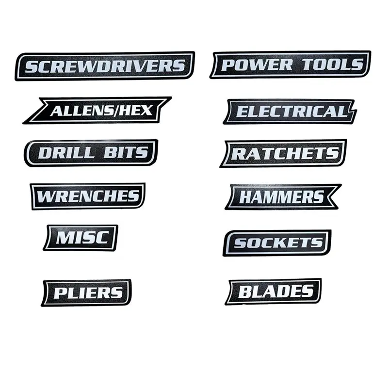 A36T-Magnetic Tool Box Labels,Reusable Tags 12-Pack For General Tool Box Organizing Accessories For Steel Toolboxes, Drawers