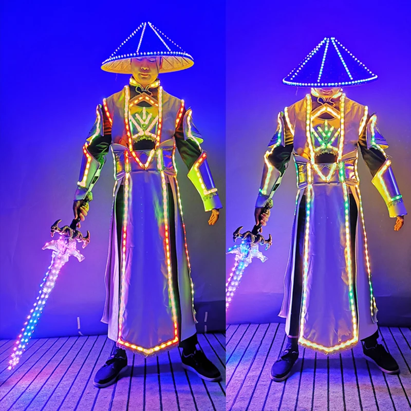 Dj Stage Costume Led Lighting Robot Male Catwalk Performance Costume Cosplay Lighting Jacket Bar Nightclub Party Atmosphere Suit