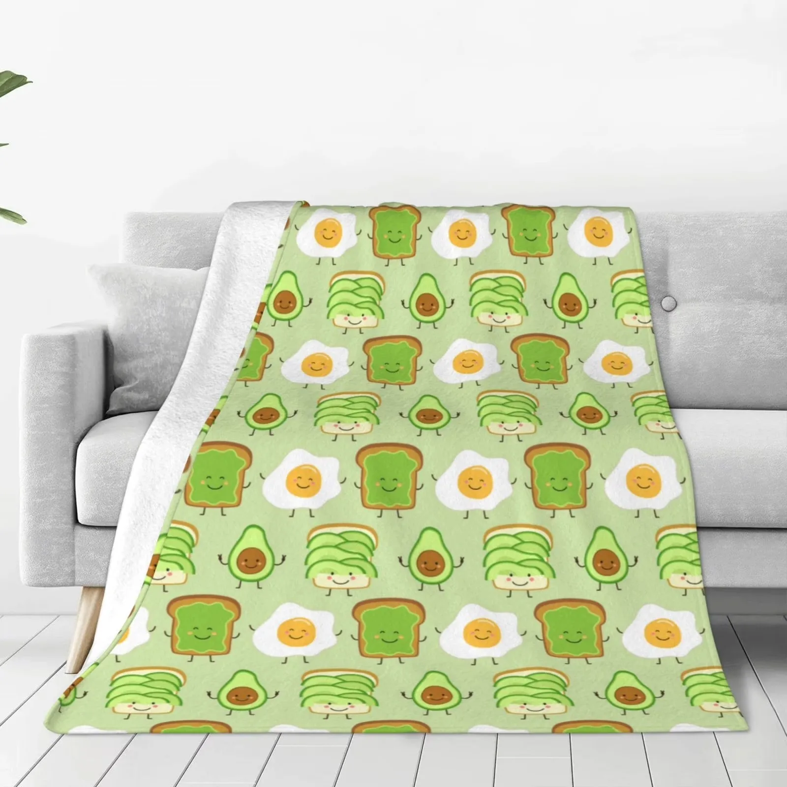 Avocado Toast Print Fleece Blanket Plush  Fluffy Throw for Sofa Couch