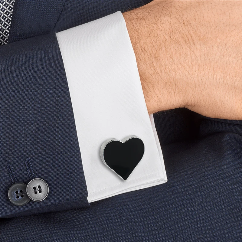 Einzigartiges schönes Geschenk für Herren, Ehemann, Freund, Vater, Rot, Blau, Schwarz, Herz, Manschettenknöpfe, Hemd, Manschettenknöpfe, Smoking-Knopf-Schmuck – Detail 6