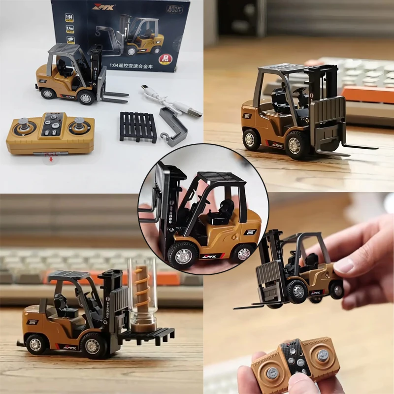 

New Alloy 1/64 Remote-controlled Forklift Collection Boys Gift Engineering Vehicle Mini Tabletop Toys Model Birthday Gifts
