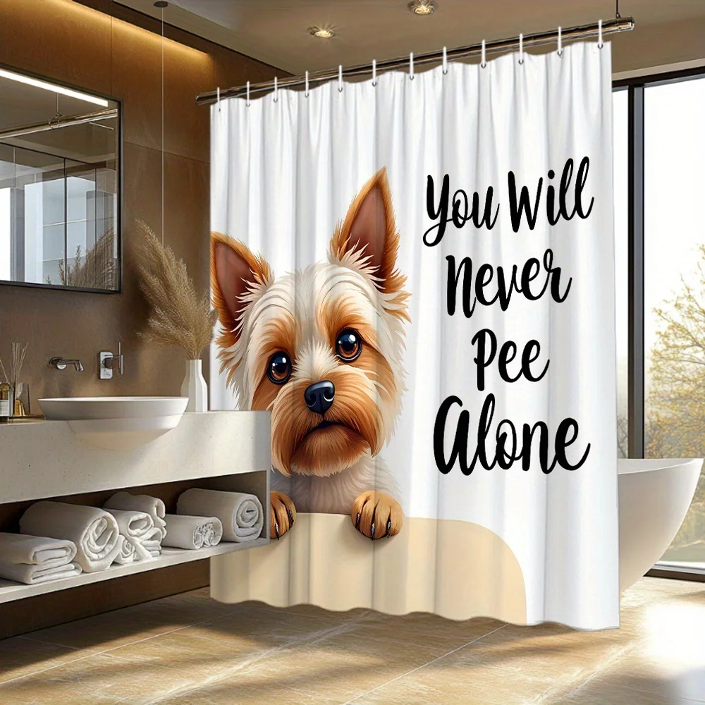 1pc Adorable Yorkshire Terrier Shower Curtain - 