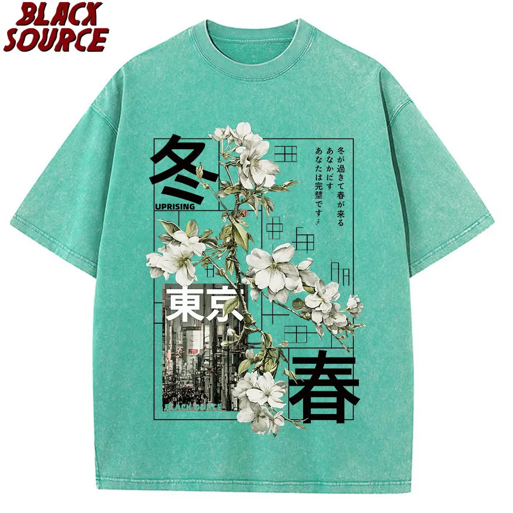 T474 Herren Kurzarm-T-Shirt im japanischen Stil, vielseitiges Design, geeignet für alle Jahreszeiten, bequemes Sommer-Oberteil, 100% Baumwolle – Detail 7
