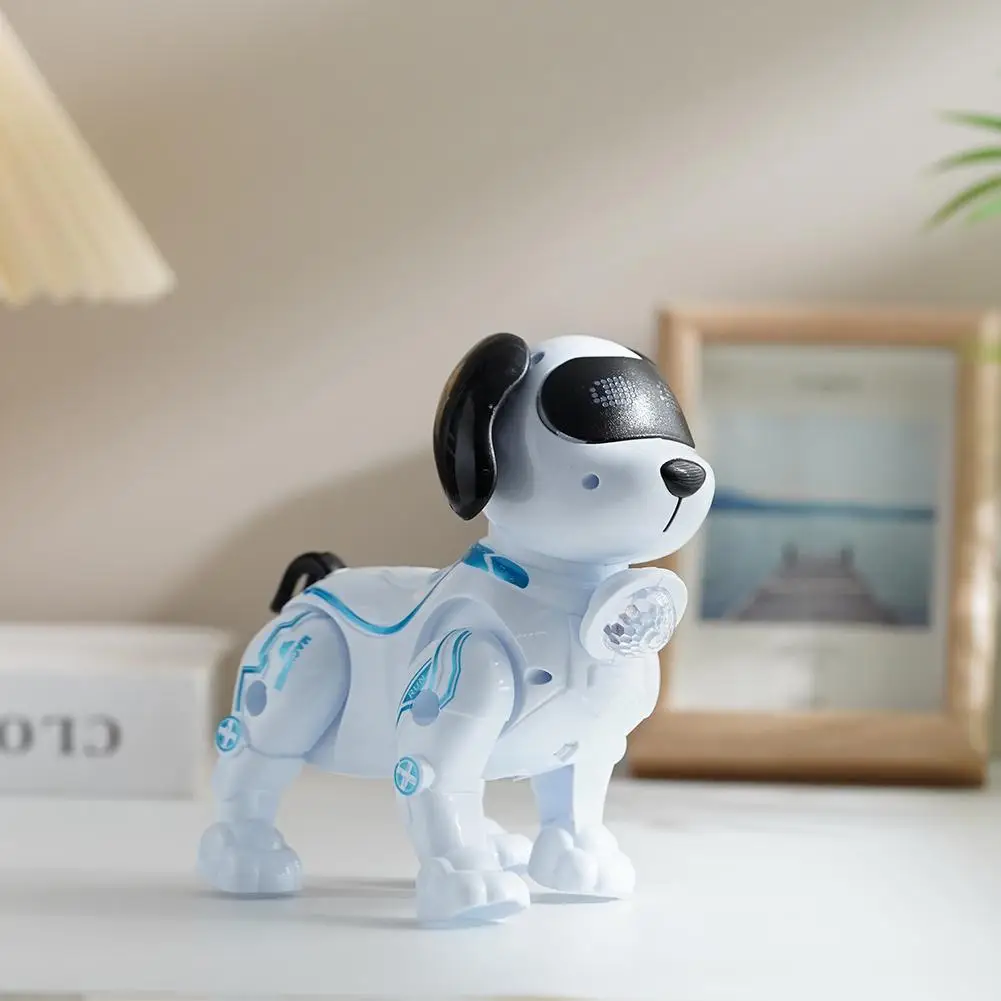 Electric Walking Robot Dog Toy with Music and Lights Interactive Electronic Pet for Kids Toddlers Leash Walking Puppy Gift