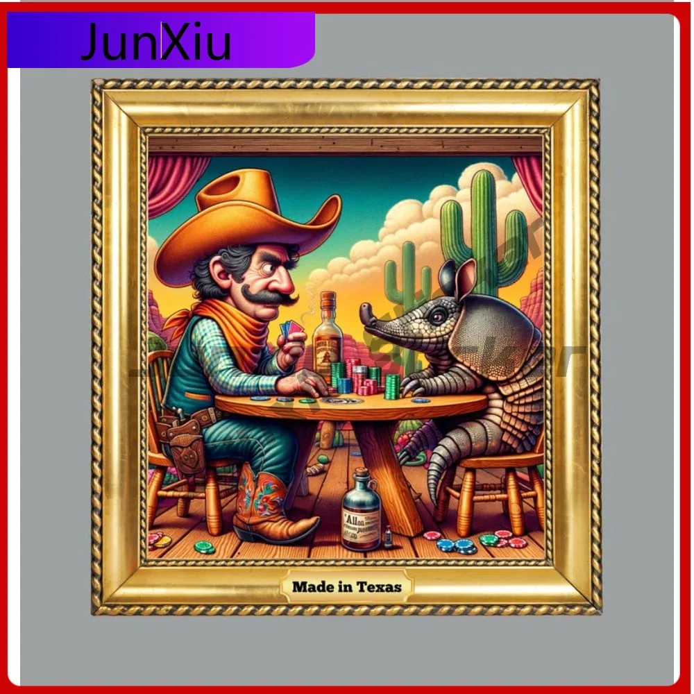 Cowboy And Armadillo Playing Poker Texas Fridge Or Laptop Sticker Scratch Cover Sticker For Car Decoration Windshield Bumper Suv