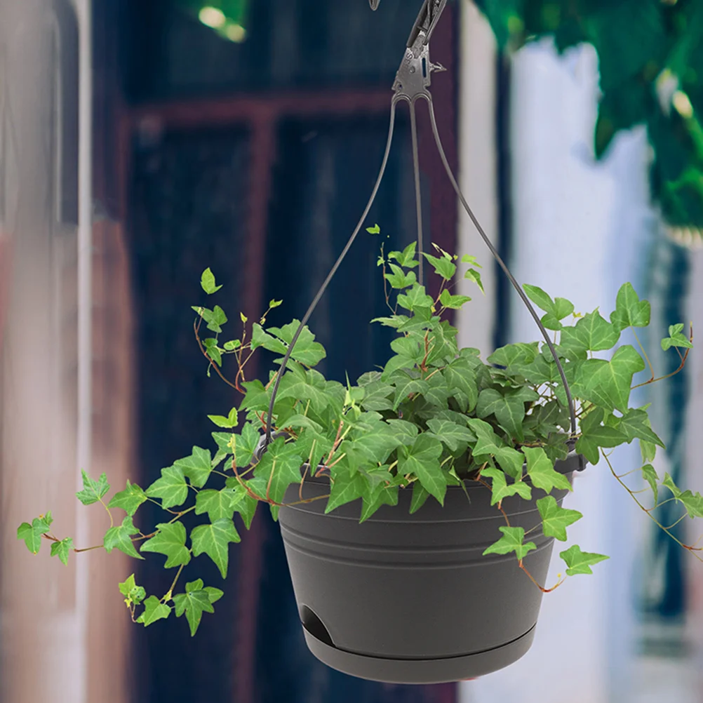 

2pcs Hanging Balcony Fence Planter Pots Gray Plastic Wall Flowerpot Breathable Succulent Decor