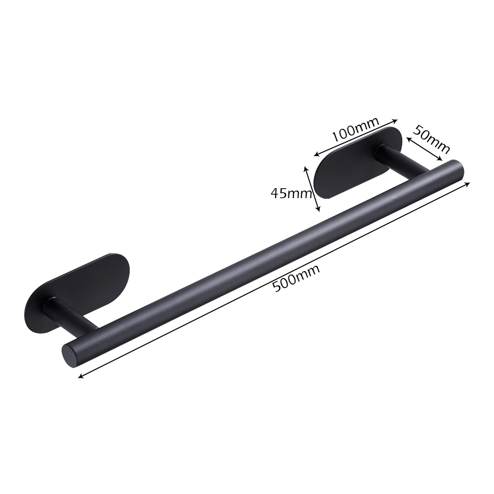 50cm Stainless Steel Bathroom Towel Rack No Drilling Self Adhesive Wall-Mounted Towel Clothes Shelf Holder Hanger Home Bath Rack