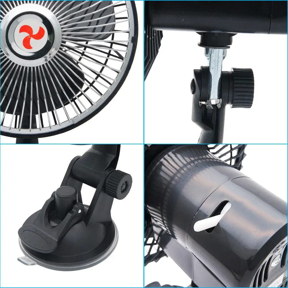 12V 6" Poderoso ventilador de van para carro, janela oscilante, montagem no painel, refrigerador de resfriamento