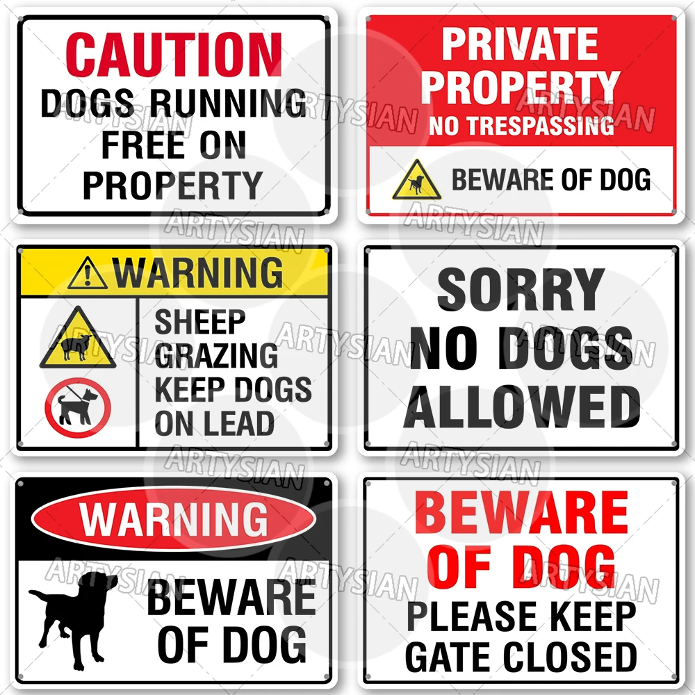 No Dogs Allowed Metal Sign Beware of Dog Private Property Warning Plaque Alert Dog-Free Zone Security Keep Dogs On Lead