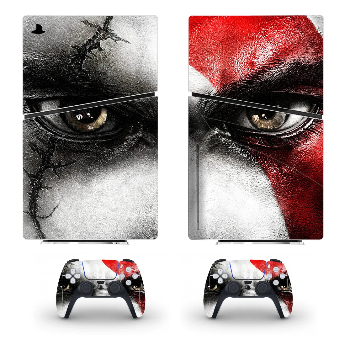 إله الحرب PS5 سليم القرص الجلد ملصق ، غطاء لصائق لوحدة التحكم و 2 وحدات تحكم ، الفينيل ، جديد