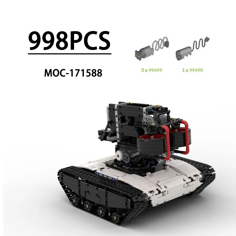

MOC-171588 Building Block Rotating Weak Tank Fighter Model Figurine 998PCS Children's Birthday Christmas New Year Toy Gift