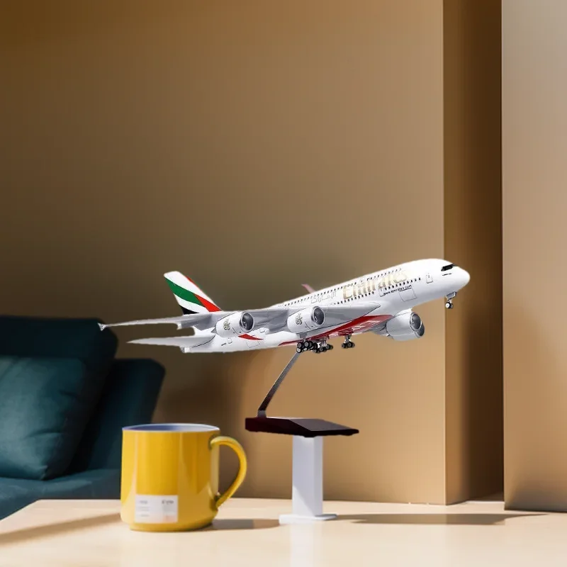 

Resin Diecast Planes Toys Kids 1:160 A380 UAE Emirates Model Airplane with LED Light (Touch and Sound) for Business Collection