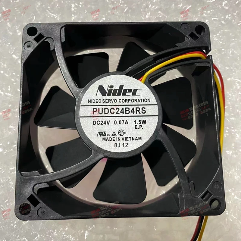 Nidec PUDC24B4RS DC 24V 0.07A 1.5W 80x80x25mm 3-Wire Server Cooling Fan