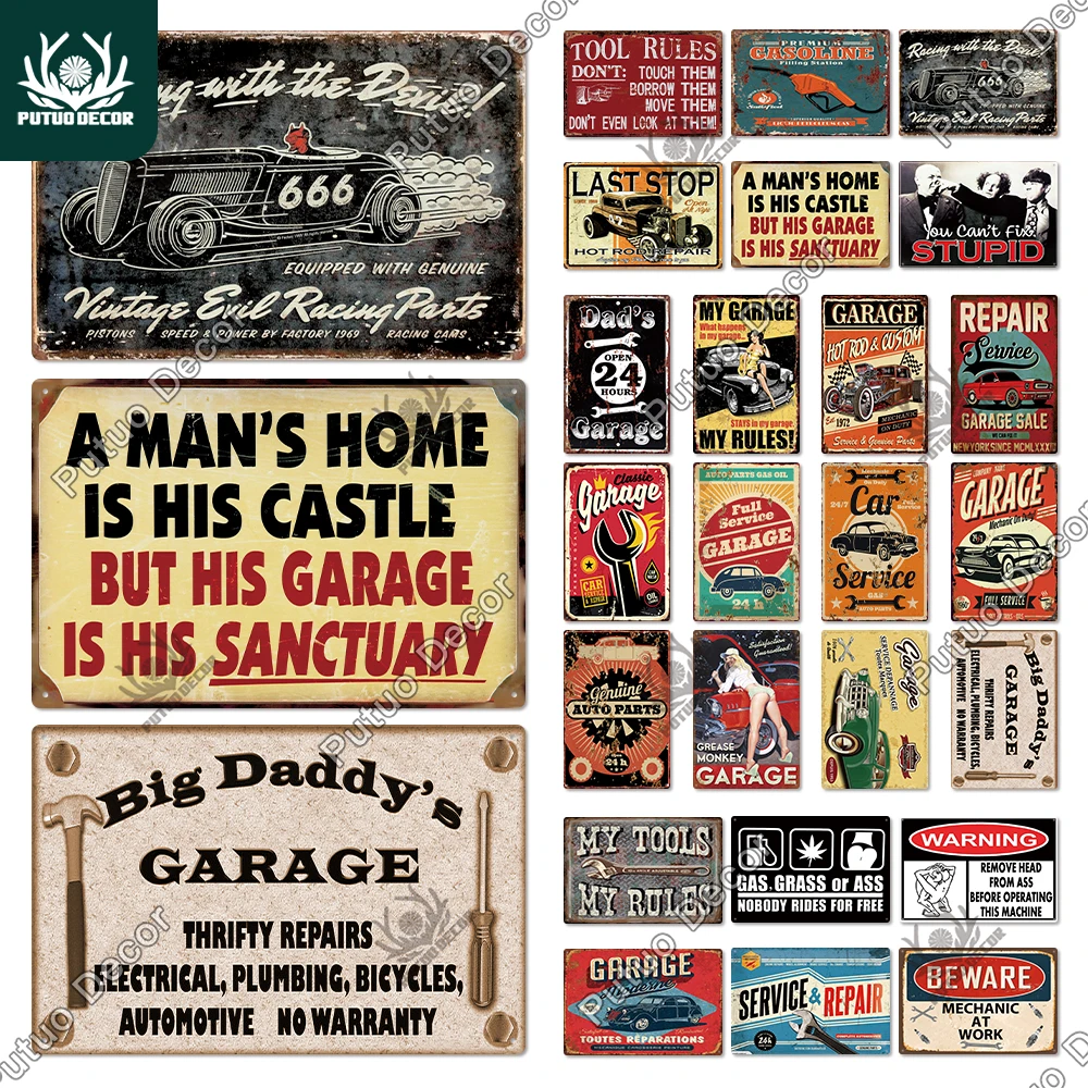 Putuo Decor My Rules Tin Sign Retro Plaque Metal Plate Vintage Wall Art Poster Decortive for Garage Man Cave Club Bar Home