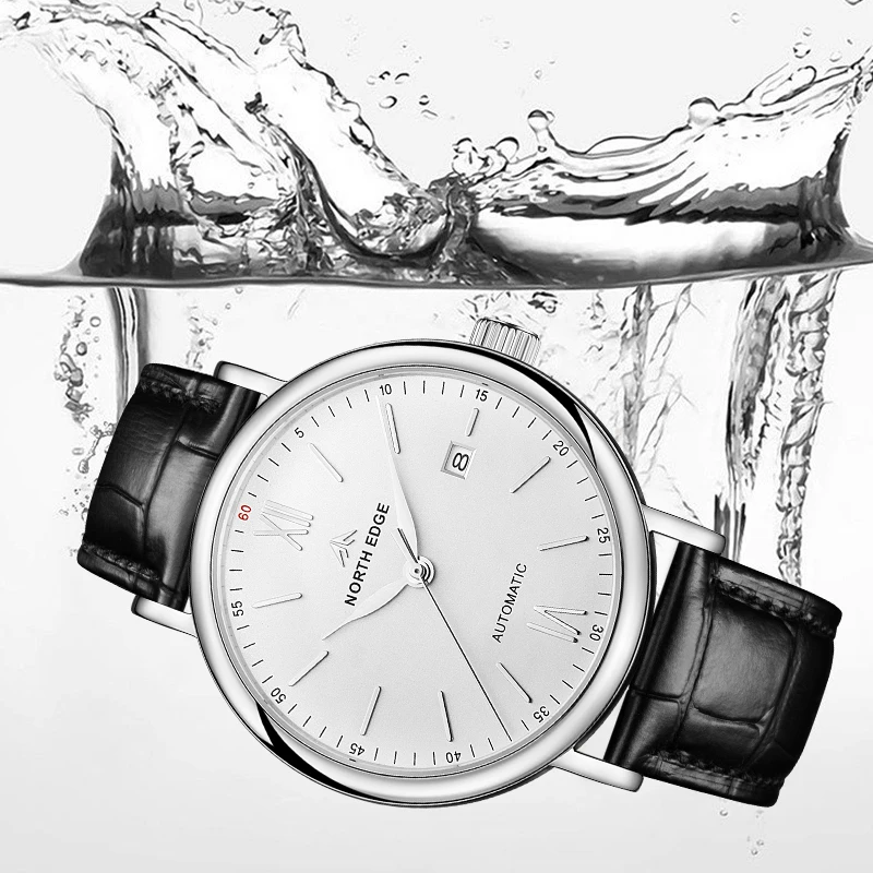 Imagem -04 - North Edge Amoy Homem Assista 41 mm Luxo Automático Mecânica Masculino Esportes Safira 50m à Prova Impermeável Água Data Relógio de Pulso Aço Inoxidável