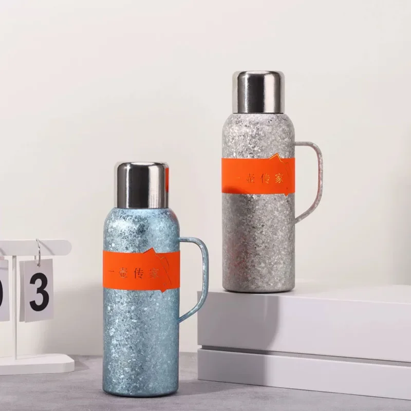 1L Pure Titanium Vacuum Flasks/Thermos CUP,Double Layer,Mechanical Temperature Display Inner Lid,Business Portable Water Bottles