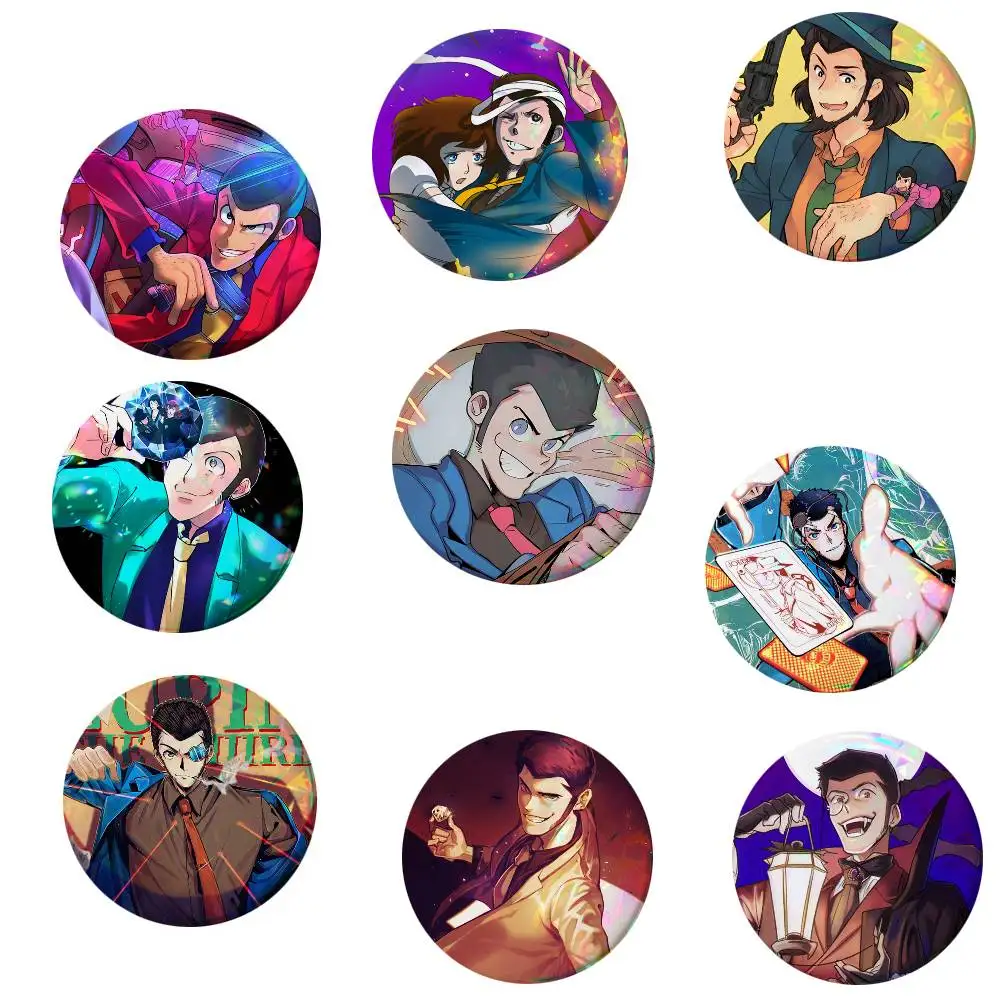 Anime Lupin The Third Round Badge Creative Brooch Clothing Backpack Accessories Lapel Pin