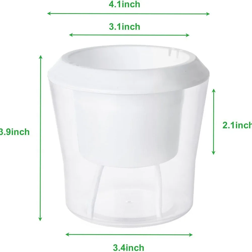 Decorative Clear Plastic Plant Pots with Self Watering Function for Indoor Plants Includes Cotton for Moisture Control