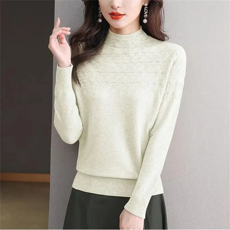 

Autumn Winter Knitted Ribbed Turtleneck Sweater Women Clothes 2024 Long Sleeve Slim Basic Pullover Woman Sweaters Solid Tops