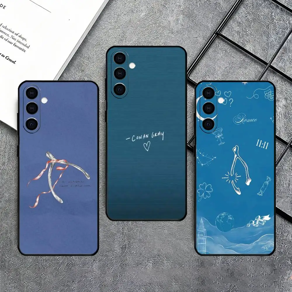 C-Conan Gray Wishbone Phone Case For Samsung Galaxy A73,A72,A71,A70,A53,A52,A51,Soft Silicone Black Cover
