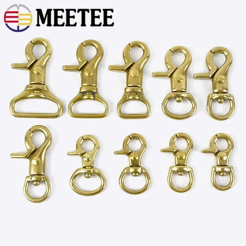 Meetee 2/5Pcs 8-25mm Solid Brass Buckle Bag Lobster Clasp Swivel Trigger Clips Dog Snap Buckles Strap Clamp Hang Hook Accessory