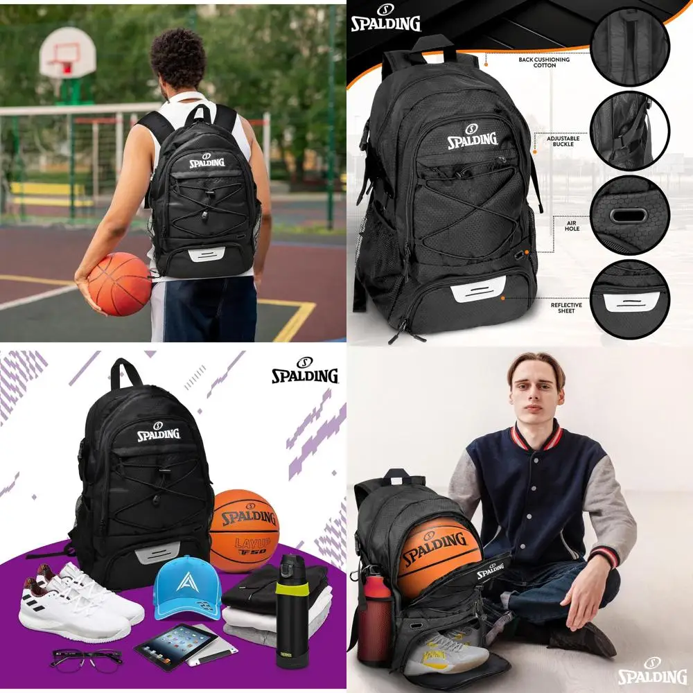 

Спортивная сумка-рюкзак для баскетбола | Большой черный рюкзак с отделениями для обуви и мяча | Подарки или подарки для баскетболистов