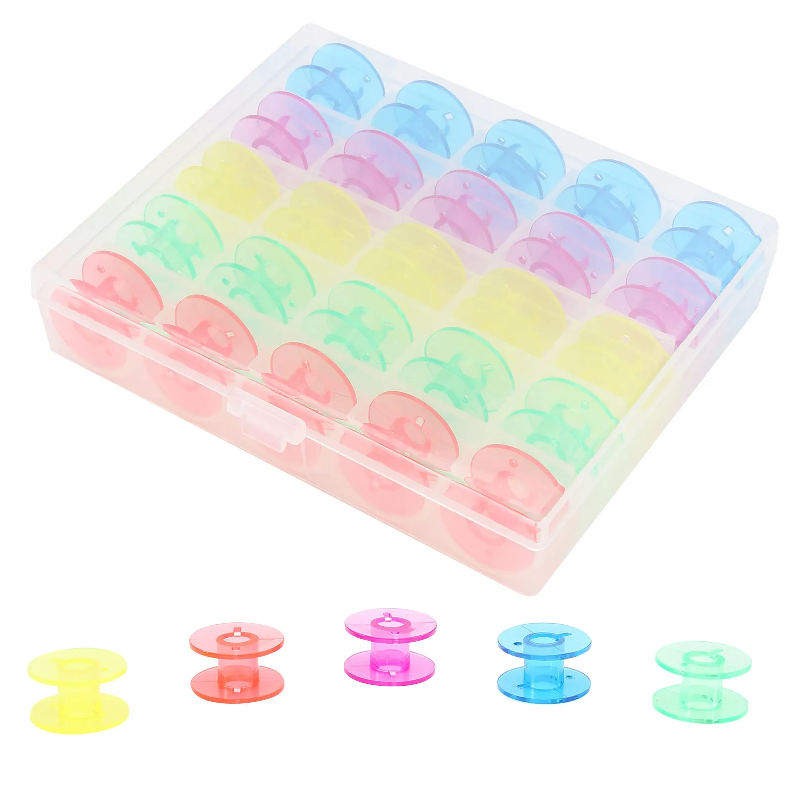 25Pcs Sewing Machine Bobbin Set Plastic Colorful Empty Bobbins Storage Box Suitable for Most Brand Sewing Machine Spool