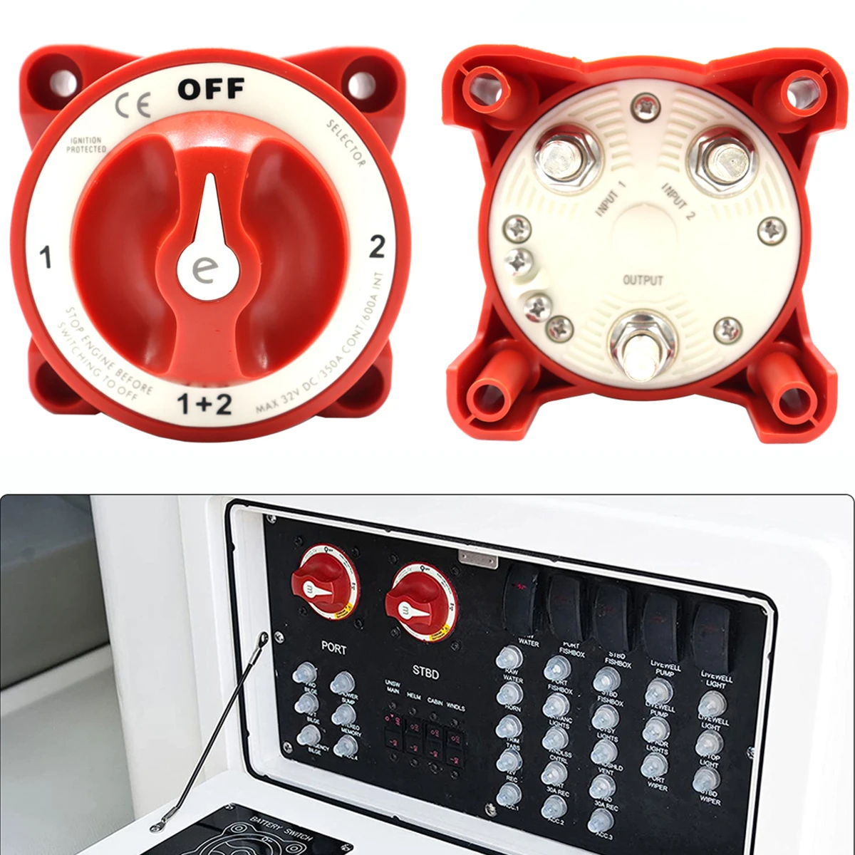 

Battery Rotary Switch Isolators W/Alternator Field Disconnect 12V-32V 350 Amp E-Series For Car Truck Ship Speedboat