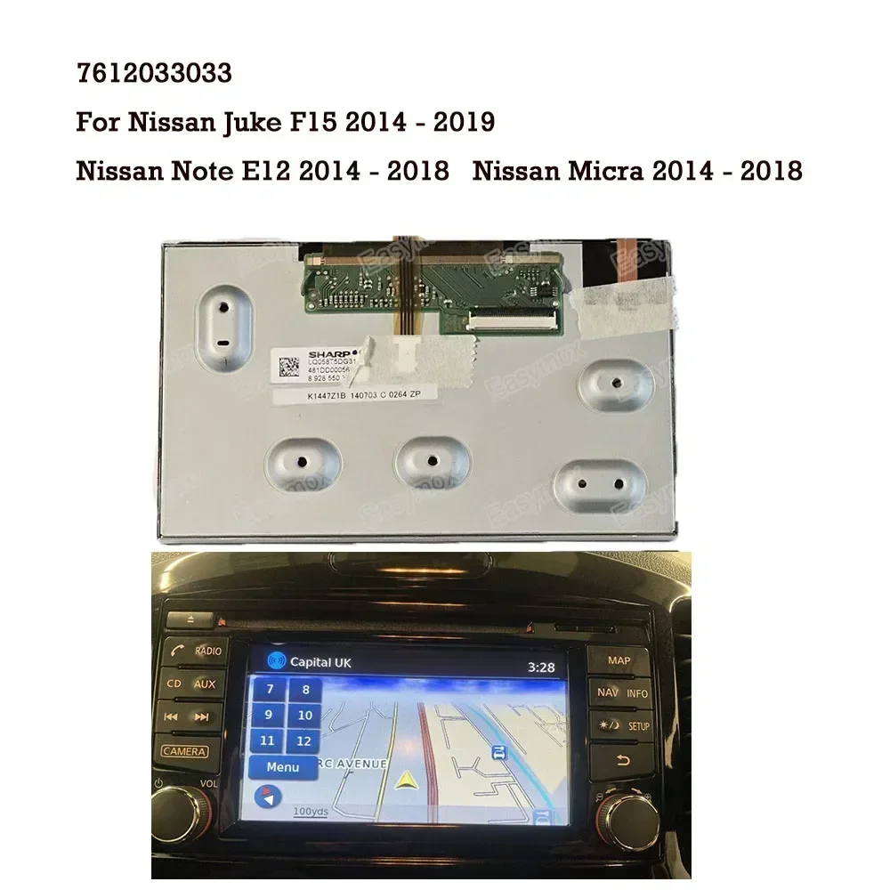 5.8 inch LCD Screen Display for Nissan Juke Note Micra 2013-2019 Head Unit Nav Radio GPS With Touch Digitizer Repair