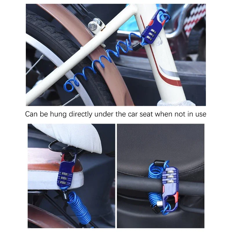 1개입 가방용 3자리 비밀번호 조합 안전 케이블 와이어 로프 헬멧 잠금장치 여행가방용 안전 로프 잠금장치