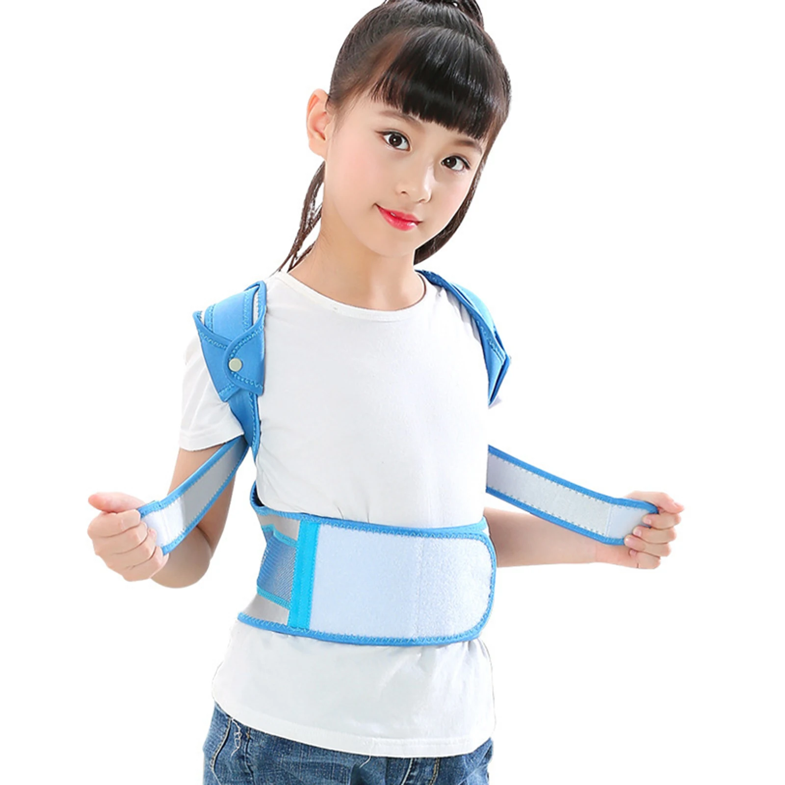 

Toddler Belt Anti Hunchback Correction Posture for Kids The Shoulder Fixer Blue Brace Pull Shoulders Student