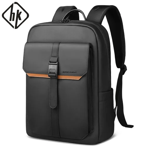 HK Mochila de negocios elegante para hombres Mochila impermeable para computadora portátil con solapa de 15,6 pulgadas Mochila informal con múltiples bolsillos para la escuela de trabajo