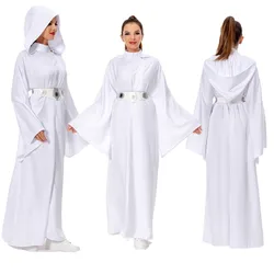 Adult Leia Cosplay Princess Costume Belt Robe Top Skirt Women Halloween Space Battle Cloth Outfits Carnival Party Fantasy Suit