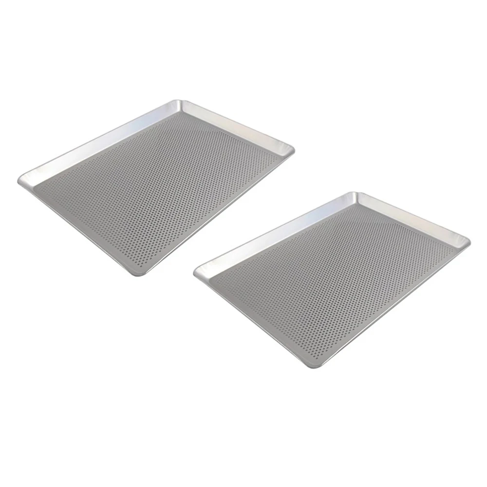 2 Pcs Stainless Steel Rectangular Grill Baking Tray,Cake Tray,Bread Tray Pad,Pastry Baking Mold