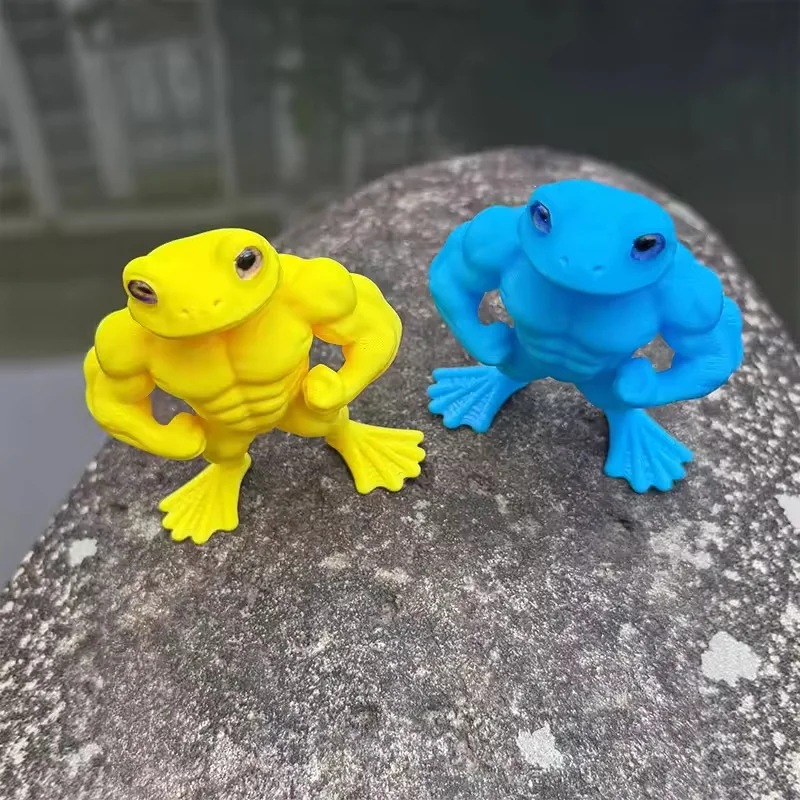 Muscle Frog Statue Whimsical Figurine Home Accessory Party Favor Funny Gift For Kids Adults 3d Desktop Decor Cute Ornament