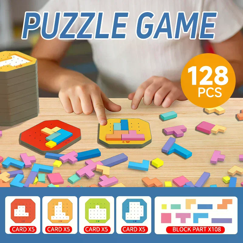 لعبة ألغاز الصور المقطوعة للأطفال، لعبة التفكير المنطقي الملونة، لعبة الرياضيات التعليمية من مونتيسوري للأطفال لتدريب الدماغ