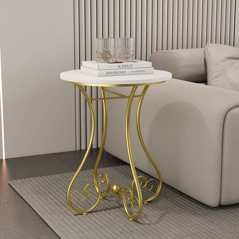 #¥Iron Side Table Small Round Coffee Table sofa side table Minimalist Balcony Bedroom Modern Simple