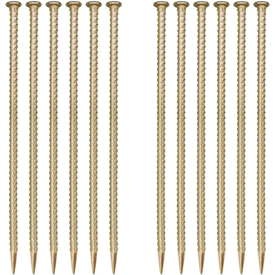 

16 Inch Rebar Stakes 12 Pack 0.5 Inch Diameter Galvanized Steel Ground Anchors Heavy Duty Plant Support Garden Stake for Speed