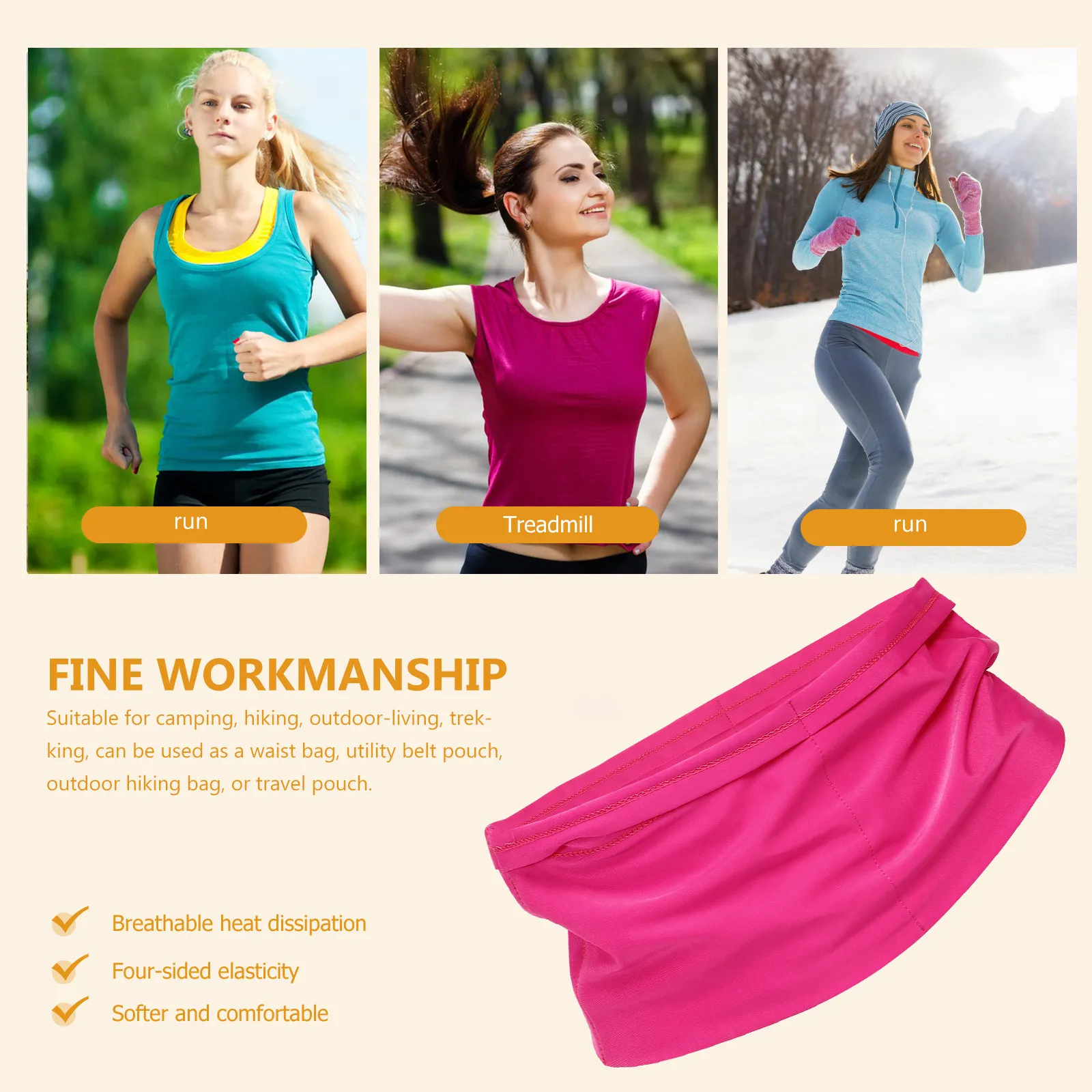 

Elastic Running Waist Bag High Density Fabric Wear Resistant Fitness Pouch Perfect for Running Hiking Camping Outdoor Activities