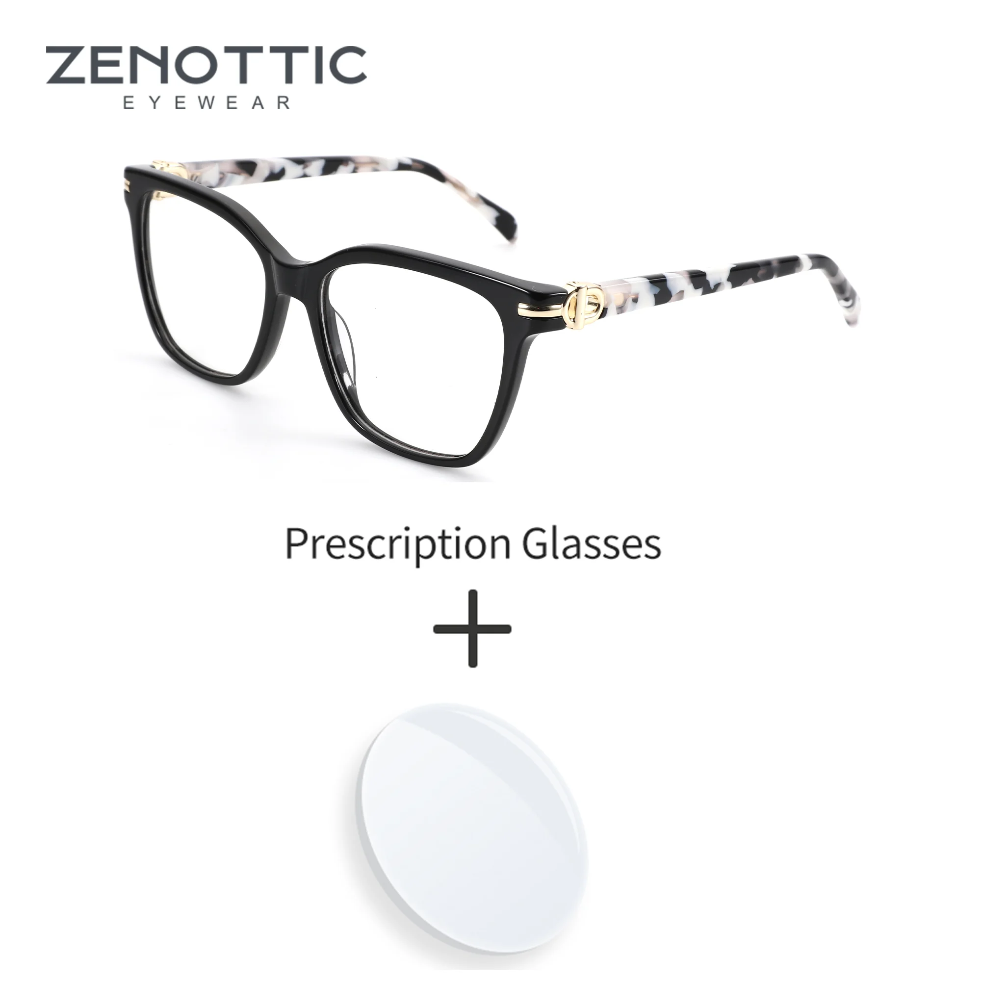 

ZENOTTIC XL Size Fashion Square Women Prescription Glasses Acetate Anti Blue Light Progressive/Photochromic Optical Eyewear