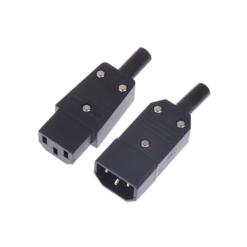 16A 250V Black IEC Straight Cable Plug Connector C13 C14 Female Male Plug Rewirable Power Connector 3 Pin AC Socket