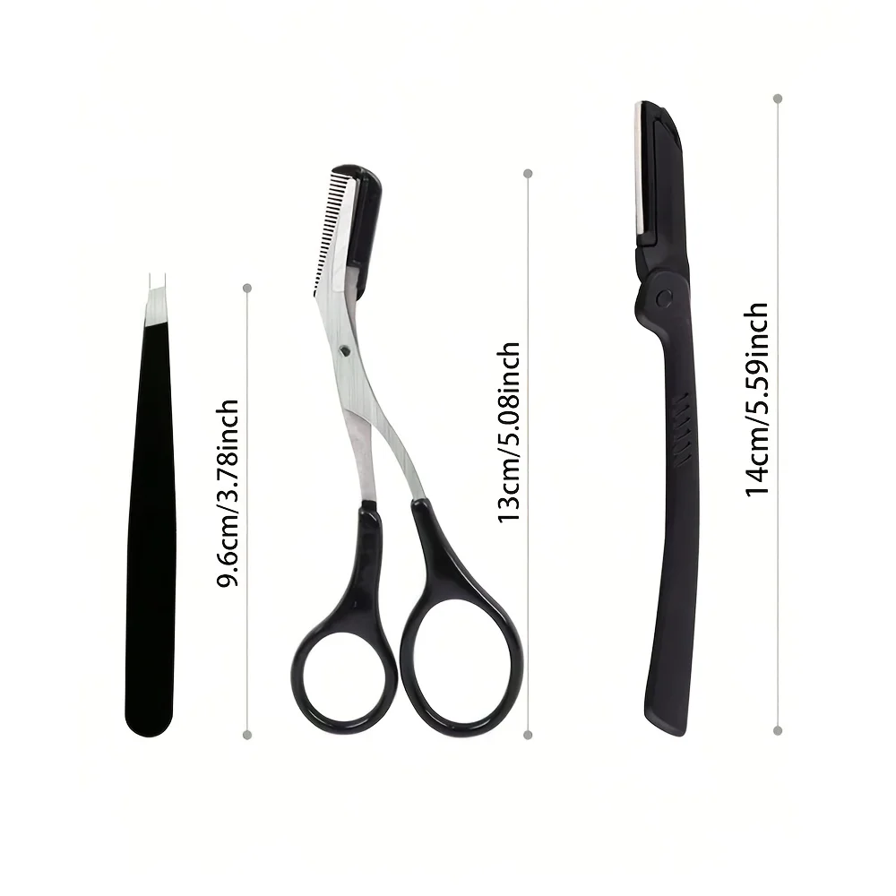 طقم إزالة شعر الوجه للنساء مكون من 4 قطع مع ملاقط، مجموعة أدوات تجميل من الفولاذ المقاوم للصدأ للحواجب، مجموعة تشكيل الحواجب لإزالة الشعر
