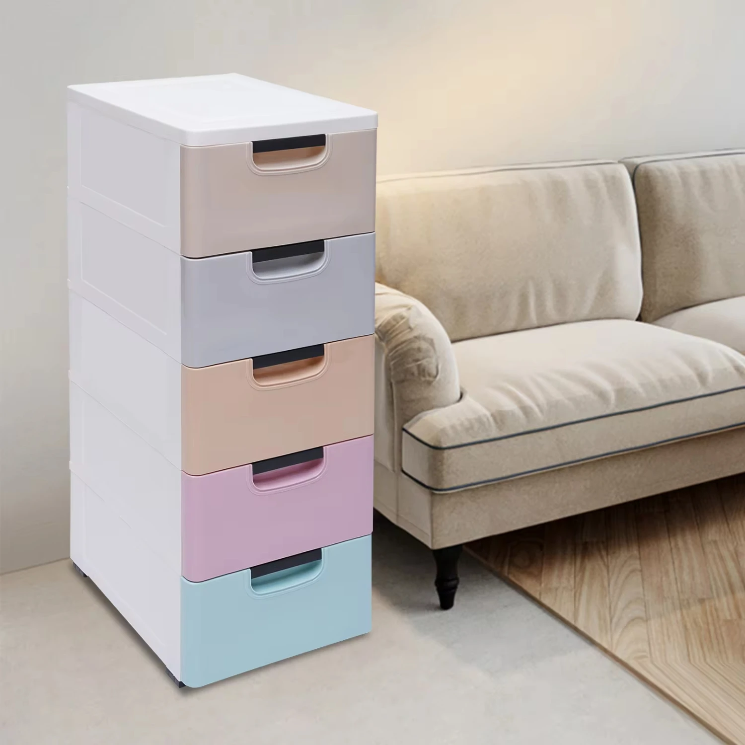 High-quality Plastic 5-Drawer Stackable Clothes Cabinet