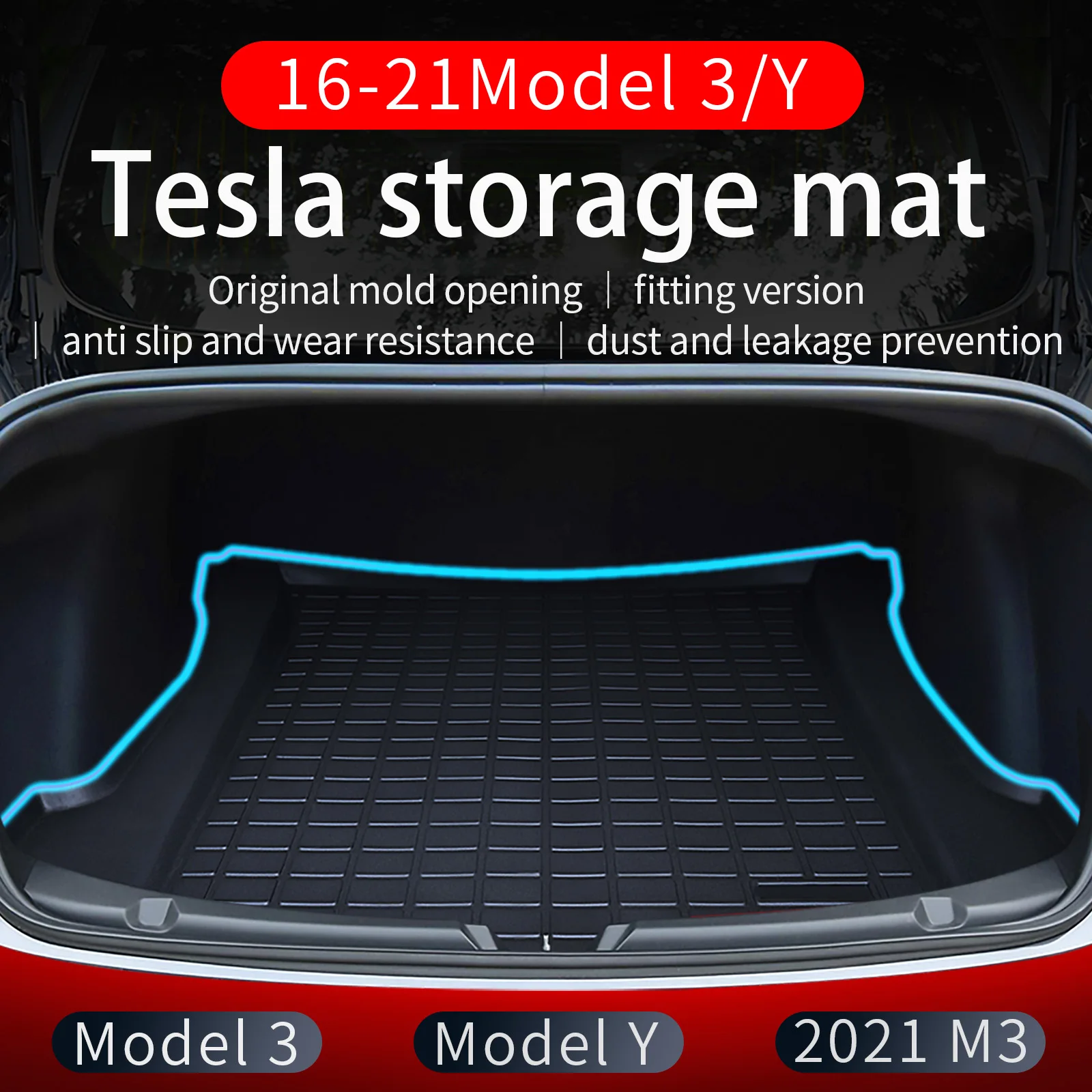 

FARBIN Car Rear Trunk Mat For Tesla Model 3/Y Waterproof Protective Pads Cargo Liner Trunk Tray Floor Mat Accessories