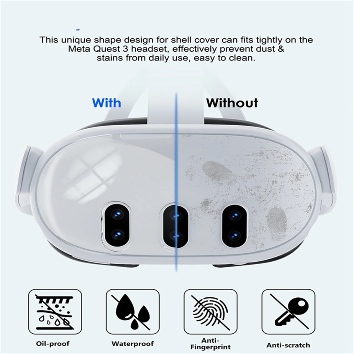 

ABJU For 3 Headset Q 3 Host Crystal Case Lens Cover Tempered Film Rocker Cap Strong Protection VR Accessories