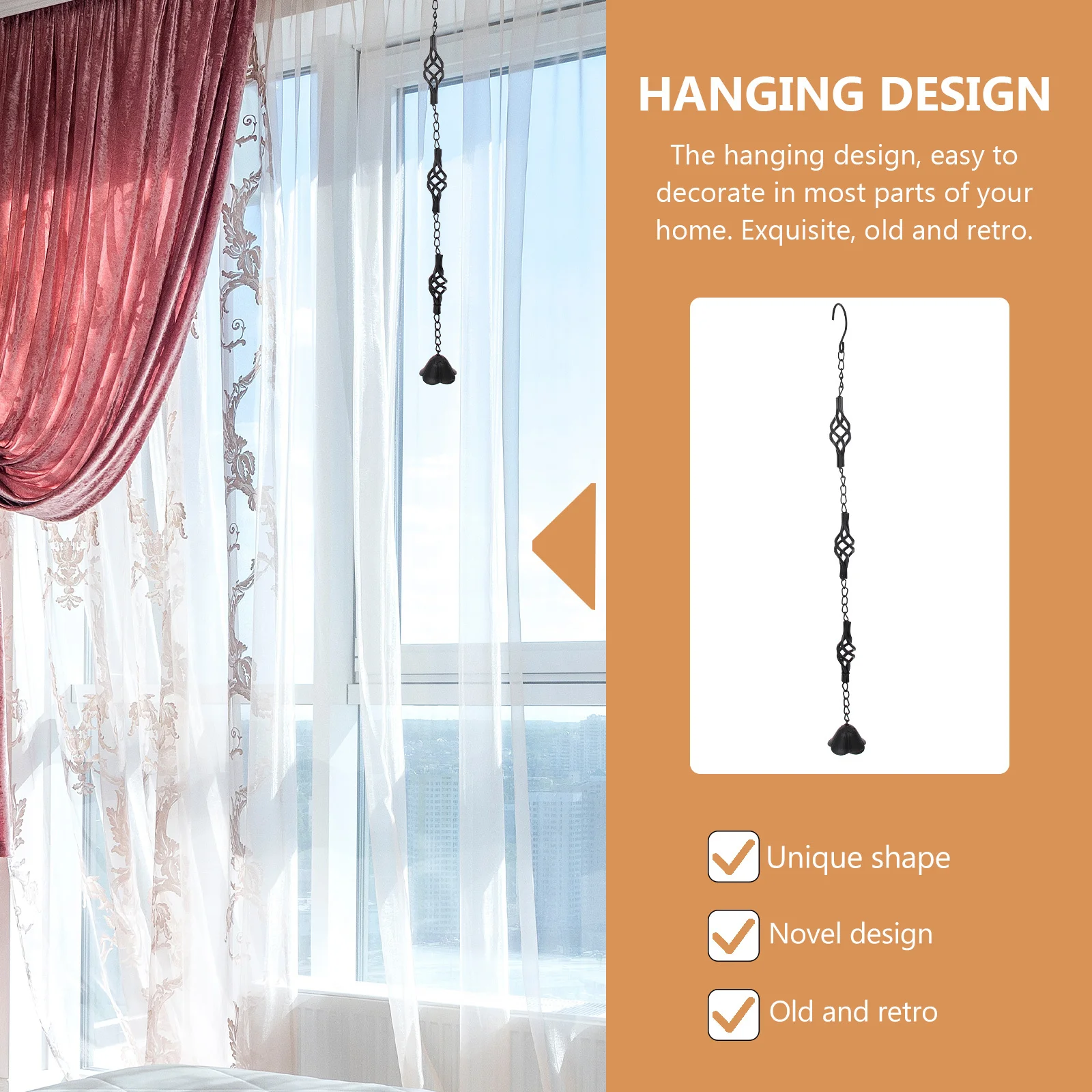 

Iron Chime Hanging Decor For Outdoor Garden Vintage Bell Pendant Delicate Metal Ornament Retro Yard Decoration