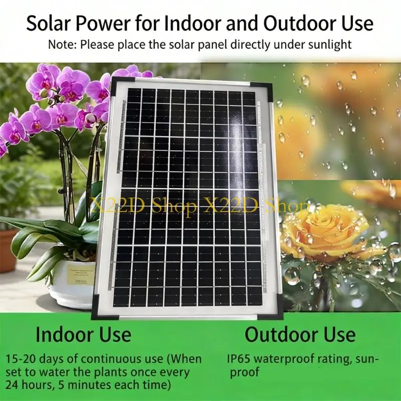 X22D Environmentally aware Moisture Distribution Mechanism Powered By Sunlight For Potted bushes