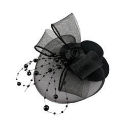 1920s filato Top cappello forma forcine sposa fermaglio per capelli filato cappello copricapo Y2k stile fermaglio per capelli per Halloween Cosplay Party