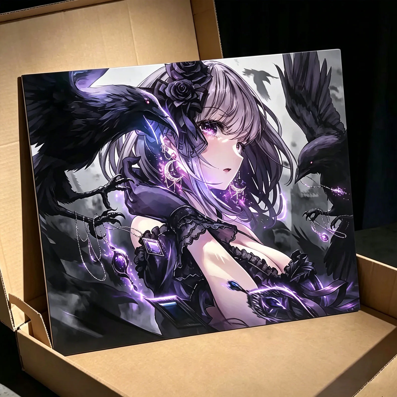 B-Behre Gaming Black Lotus Anime Tempered Glass Mouse Pad Table